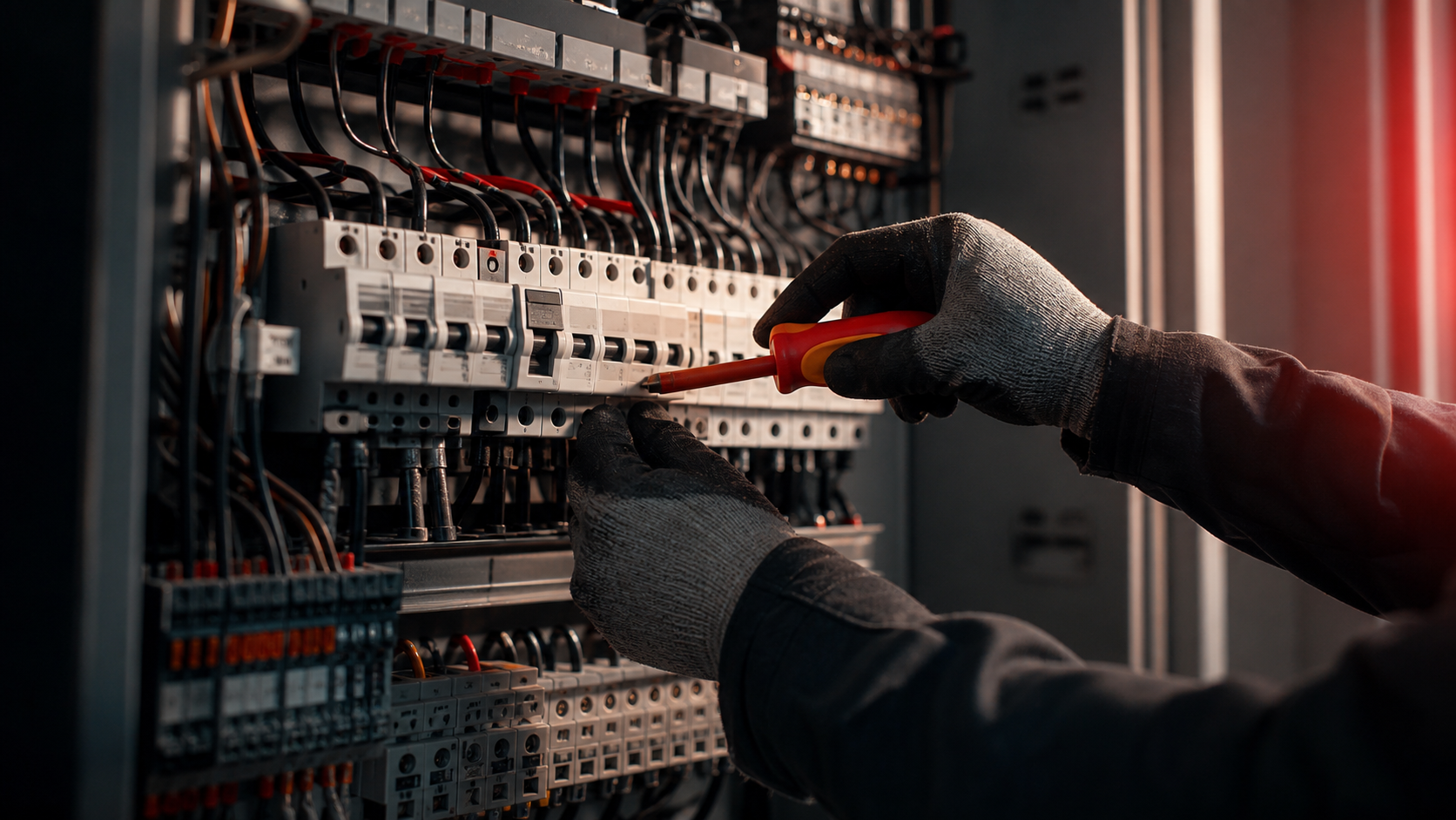 Profesjonalna rozdzielnica elektryczna i narzędzia elektryka